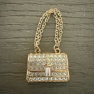 New labubu ysl design Elegant Gold Crystal Purse